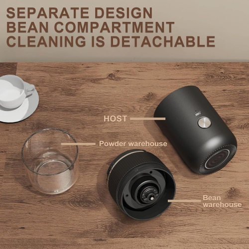 Moulin à café,Sans fil professionnel avec mouture en un clic et mouture réglable,Mini moulin à café portatif pour la maison/le bureau/les voyages,Noir