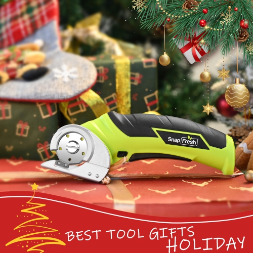 SnapFresh Cordless Electric Scissors 4V Mini Cutter for Carpet Cardboard Leather Plastic with Blade and Charger - Green