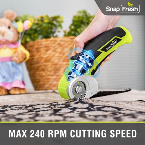 SnapFresh Cordless Electric Scissors 4V Mini Cutter for Carpet Cardboard Leather Plastic with Blade and Charger - Green