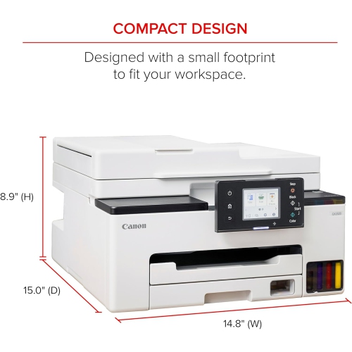 Canon MegaTank GX2020 All-in-One Wireless Supertank Printer, Print Copy Scan, Auto Duplex, ADF, Mobile Printing, 2.7" Color Touchscreen, Home Office