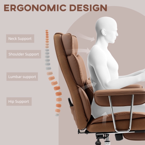 Fauteuil de bureau 400LBS de HOMCOM avec massage à 6 points en polyuréthane vibrant, repose-pieds et soutien lombaire, dossier élevé, minuterie,