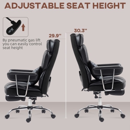 HOMCOM Massage Office Chair, PU Leather Reclining Executive Office Chair with 6-Point Vibration, Timer, Lumbar Support, Footrest and High Back, Black