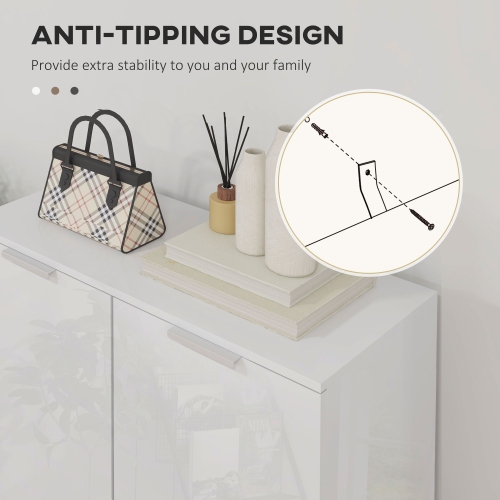 HOMCOM Shoe Cabinet for Entryway, Narrow Shoe Storage Cabinet with Soft-Close Hinges and Adjustable Shelves, Holds 15-20 Pairs, High Gloss White