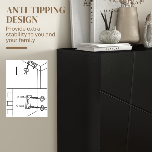 HOMCOM 5-Tier Narrow Shoe Cabinet for Entryway, Slim Shoe Storage Cabinet with Soft-Close Hinges and Adjustable Shelves, Holds 15-20 Pairs, High