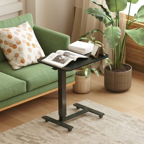 HOMCOM – Bureau debout pneumatique à hauteur réglable, bureau debout mobile à roulettes, table à roulettes portative de 43 po, table surélevée