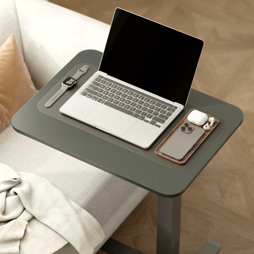 HOMCOM – Bureau debout pneumatique à hauteur réglable, bureau debout mobile à roulettes, table à roulettes portative de 43 po, table surélevée