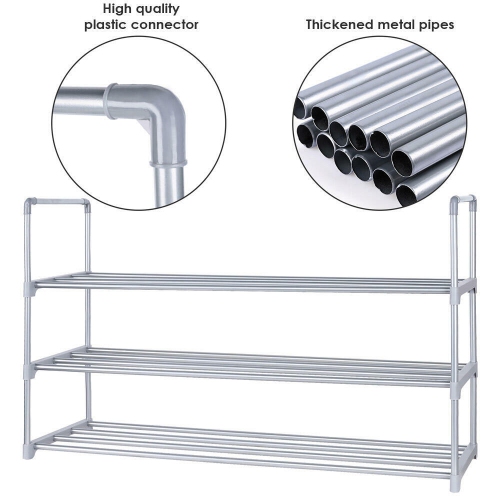 3-Tier Shoe Rack 18 Pairs Shoe Shelf Storage Cabinet Organizer, 35" L x 11.6" W x 20.87" H Unit Entryway Stackable Shelf Unit