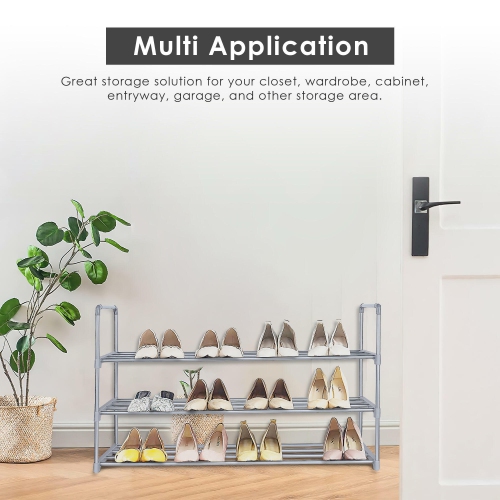3-Tier Shoe Rack 18 Pairs Shoe Shelf Storage Cabinet Organizer, 35" L x 11.6" W x 20.87" H Unit Entryway Stackable Shelf Unit