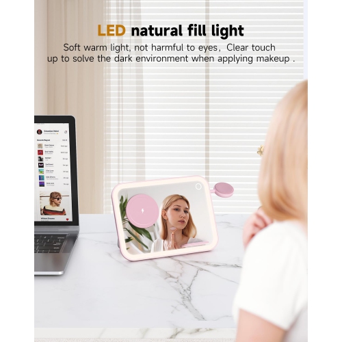 3 in 1 Mirror Foldable Charging Station for Apple Products, Fast Wireless Charger Travel Dock Adapter&Light Compatible with iPhone Series