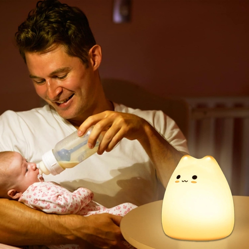 Lampe de chevet colorée en silicone lampe de chambre mini LED veilleuse de Noël d'anniversaire convient aux enfants et aux bébés - Smart Cat