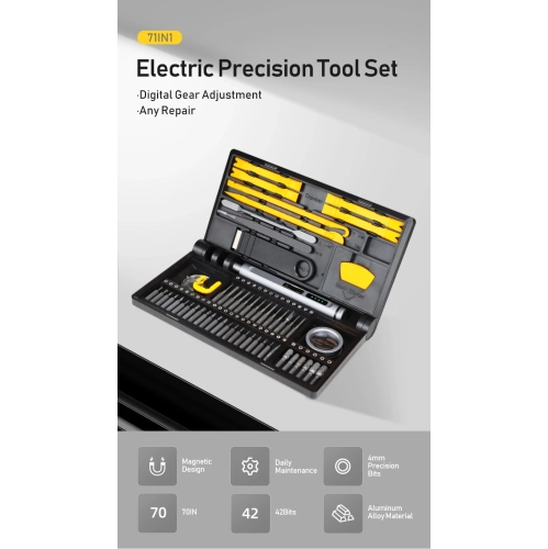 Electric Precision Screwdriver Set Multi-Function Laptop, Mobile Phone Repair Tool - 5-Speed Electric 71-in-1 Laptop Storage Screwdriver Set