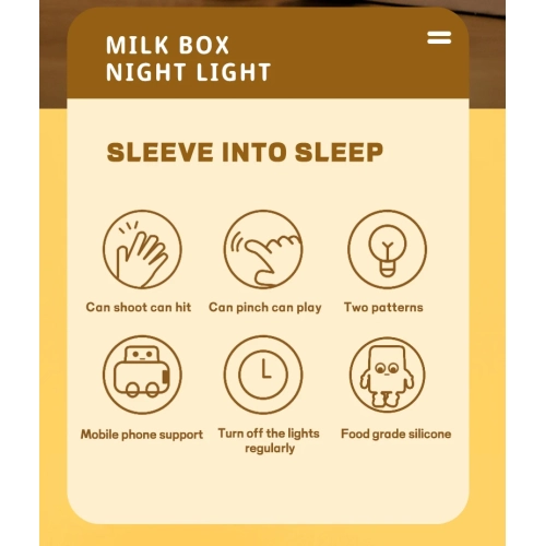 Milk box night light can be patted cartoon cute mobile phone holder charging birthday gift bedside bed decoration children's room sleep night light