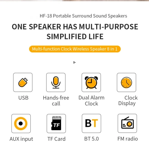 Large screen wireless charging speaker large screen clock alarm clock Bluetooth audio desktop multi-function wireless speaker 15w-black