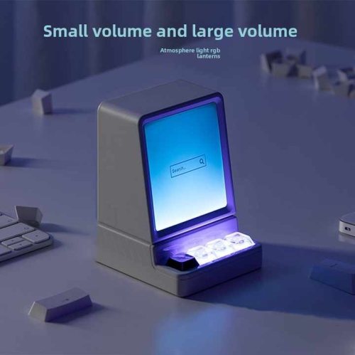 Portable Classic Computer Shape Bluetooth Speaker, Bluetooth Speaker Rechargeable RGB LED Lighting - Light Gray