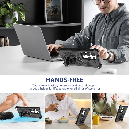 Suitable for Samsung S24 ultra anti-fall mobile phone case Samsung invisible bracket protective cover - gold