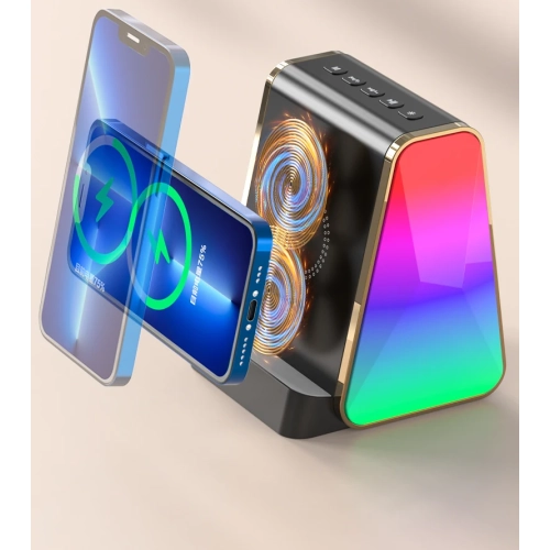 Wireless charging 15W speaker white noise sleep soothing Bluetooth speaker mobile phone holder atmosphere light multi-function creative speaker -