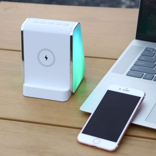 Wireless charging 15W speaker white noise sleep soothing Bluetooth speaker mobile phone holder atmosphere light multi-function creative speaker -