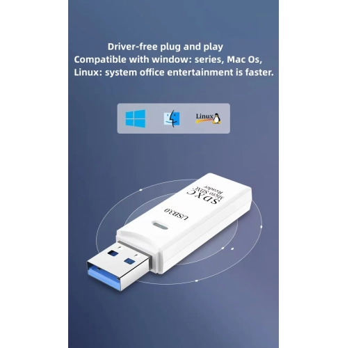 Lecteur de cartes 2-en-1 TF; Appareil photo; Lecteur de cartes USB haute vitesse; Lecteur de cartes SDXC; Noir USB 3.0 [TF+SD double fente]