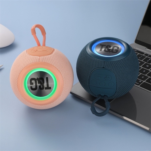 Bluetooth Speaker Bluetooth Subwoofer Colorful Flashing Lights Ball Wireless Small Speaker FM Radio - Navy Blue