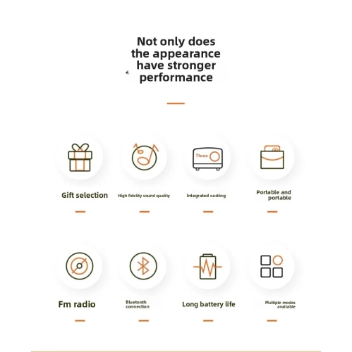 Solar Radio Speaker Wireless Phone Holder Convenient Radio FM Subwoofer Retro Bluetooth Speaker - Brown