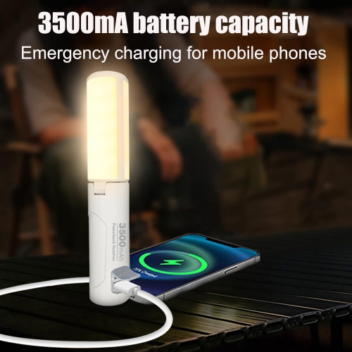 LED camping light, magnetic work light, flashlight, 90° adjustable hanging tent light, 750LM IPX5 waterproof, rechargeable, 3500mAh