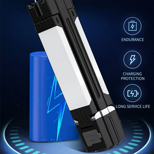 3000 mAh outdoor multi-function foldable magnetic rechargeable flashlight three-in-one portable camping light LED flashlight outdoor activity