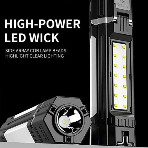 3000 mAh outdoor multi-function foldable magnetic rechargeable flashlight three-in-one portable camping light LED flashlight outdoor activity