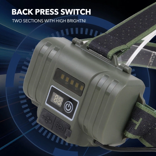 30000 Lumen LED Headlamp Rechargeable Headlamp Flashlight 2*21700