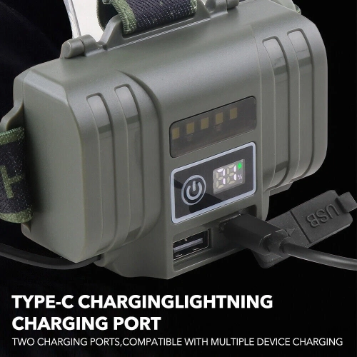 30000 Lumen LED Headlamp Rechargeable Headlamp Flashlight 2*21700