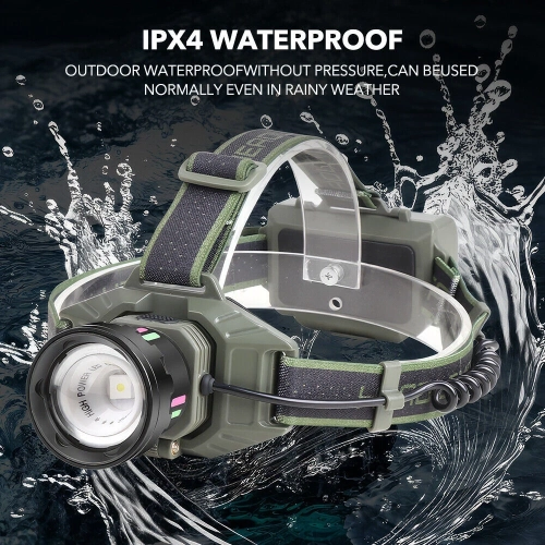 30000 Lumen LED Headlamp Rechargeable Headlamp Flashlight 2*21700