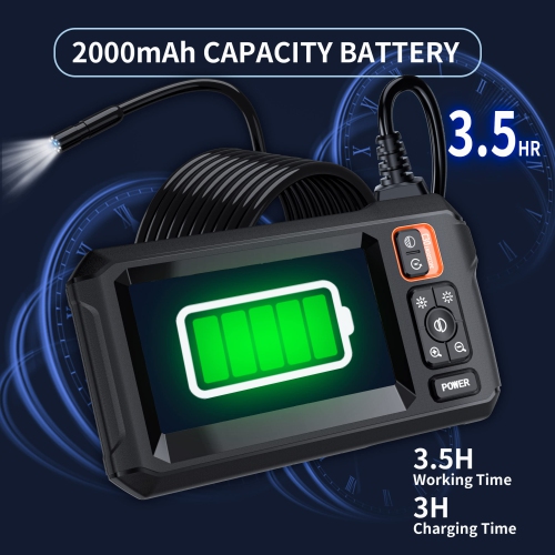 Lighted Pipeline Endoscope Camera with 4.3" IPS Screen, 1080P HD Resolution, 8 LED Lights, 16.4ft Semi-Rigid Cable, IP67 Waterproof Sewer Tool