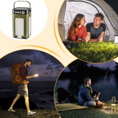 Rechargeable Lantern Power Bank Solar Camping Lantern Waterproof Portable Flashlight LED Tent Light for Camping Hiking Fishing