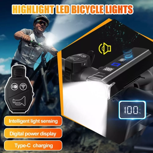 LED Bicycle Light Smart Headlight Headlamp Taillight Horn Remote control Speaker