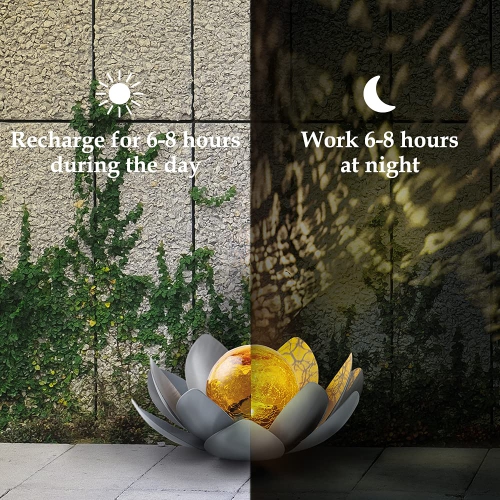 Solar Spherical Lamp, Spherical Crack Lotus Lamp, Outdoor Garden Decorative Landscape Lamp, Suitable for Terrace, Lawn, Walkway