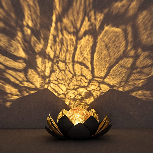 Solar Spherical Lamp, Spherical Crack Lotus Lamp, Outdoor Garden Decorative Landscape Lamp, Suitable for Terrace, Lawn, Walkway