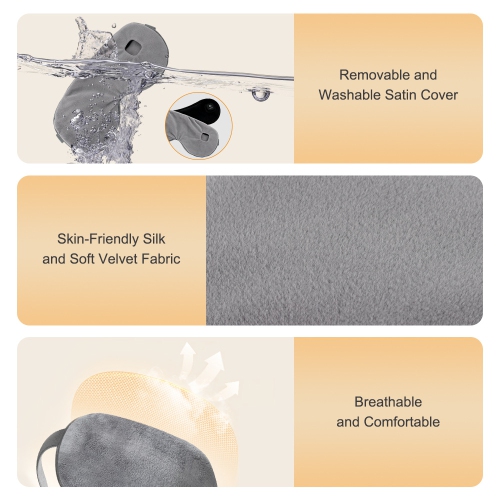 Electric Heated Eye Mask Cordless, Warm Eye Compress Electric 3 Heat Levels Eye Heating Pad, Detachable Warm Compress for Sleep, Travel, Relaxation