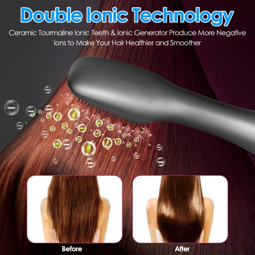 3 in 1 Hair Dryer Brush & Straightener Brush, Professional 1200W Powerful Ceramic Tourmaline Ionic Hot Air Brush One Step Hair Dryer