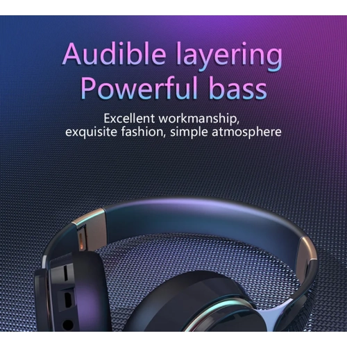 New hot wireless head-mounted Bluetooth headset, heavy bass stereo card sports computer headset with microphone Bluetooth 5.0-dark blue