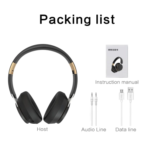 New hot wireless head-mounted Bluetooth headset, heavy bass stereo card sports computer headset with microphone Bluetooth 5.0-dark blue