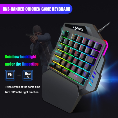 35-key one-handed membrane keyboard, left-handed mechanical feel, PUBG throne, one-handed backlit keyboard - V100 + H300 one-handed membrane keyboard