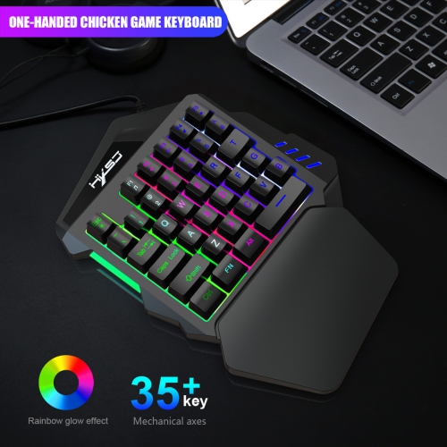 35-key one-handed membrane keyboard, left-handed mechanical feel, PUBG throne, one-handed backlit keyboard - V100 + H300 one-handed membrane keyboard