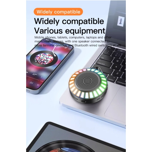 New RGB sound pickup atmosphere light Bluetooth audio card cool bass atmosphere light + portable audio in one multi-function speaker, - military green