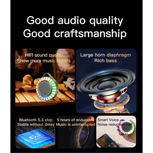 New RGB sound pickup atmosphere light Bluetooth audio card cool bass atmosphere light + portable audio in one multi-function speaker, - blue