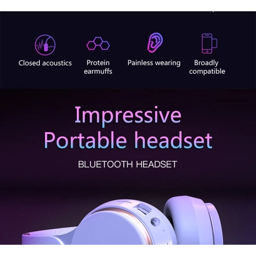 New hot wireless head-mounted Bluetooth headset, heavy bass stereo card sports computer headset with microphone Bluetooth 5.0-white