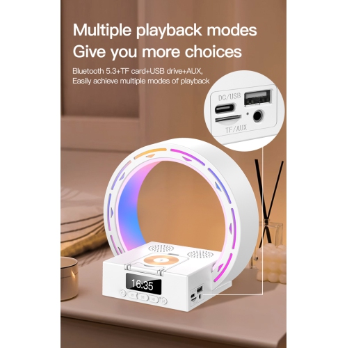 Wireless charging Bluetooth audio music bedside lamp table lamp small speaker creative wireless charging alarm clock bedroom wake-up light - black