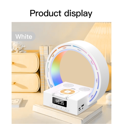 Wireless charging Bluetooth audio music bedside lamp table lamp small speaker creative wireless charging alarm clock bedroom wake-up light - white