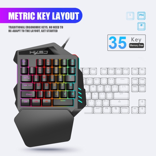 35-key one-handed membrane keyboard left-handed mechanical feel chicken throne one-handed backlit keyboard-V100 one-handed membrane keyboard