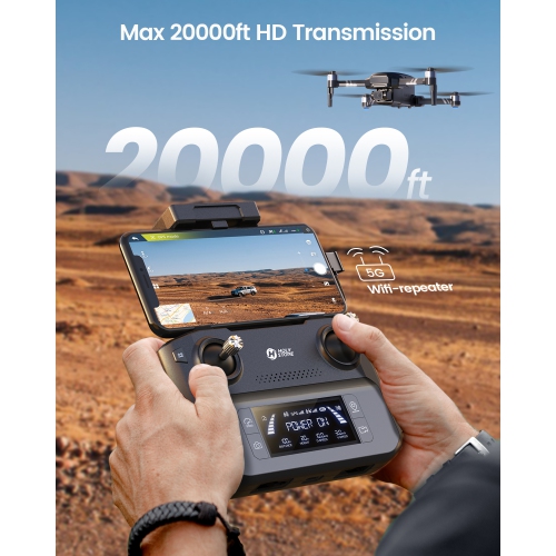 Holy Stone – Drones avec cardan 2 axes HS600 avec caméra pour adultes 4K EIS, drone GPS avec moteurs sans balais, 4K/30 ips, Follow Me, résistance au