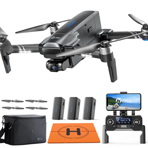 Drones avec cardan 2 axes HS600 de Holy Stone avec caméra pour adulte 4K EIS, télécommande intégrée, drone GPS avec moteurs sans balais, 4K/30 ips,