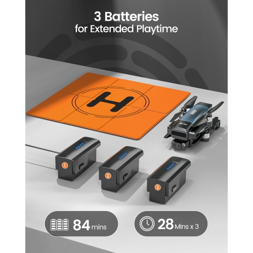 Drones avec cardan 2 axes HS600 de Holy Stone avec caméra pour adulte 4K EIS, télécommande intégrée, drone GPS avec moteurs sans balais, 4K/30 ips,